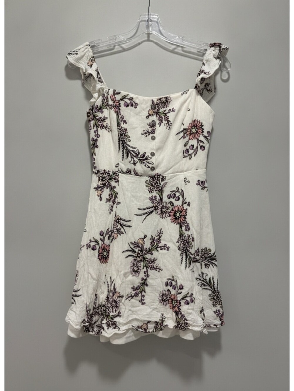 Lulus White Floral Mini dress Sun summer dress small